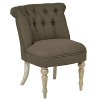 OSP Home Furnishings AUBAS-K12 Aubrey Tufted Side Chair With Klein Otter Fabric and Brushed Legs Fully Assembled